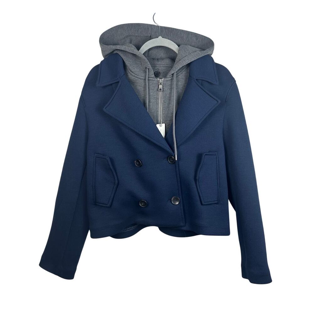 Maeve Peacoat Jacket Women Navy Twofer Hooded Interchange Medium NWT Anthro